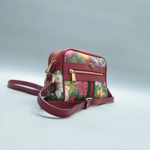 GUCCI Ophidia Red&Brown Canvas Shoulder Bag 500-082725 - Picture 3 of 12